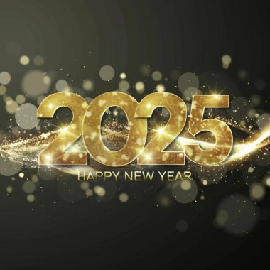 2025 yılının illüstrasyon tasarımı, altın renkli parti, te