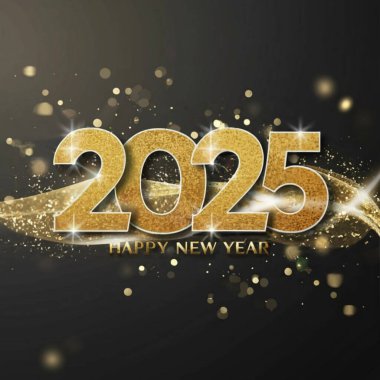 2025 yılının illüstrasyon tasarımı, altın renkli parti, te