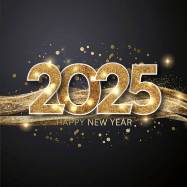 2025 yılının illüstrasyon tasarımı, altın renkli parti, te