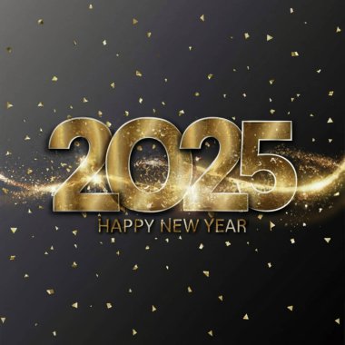 2025 yılının illüstrasyon tasarımı, altın renkli parti, te