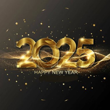 2025 yılının illüstrasyon tasarımı, altın renkli parti, te