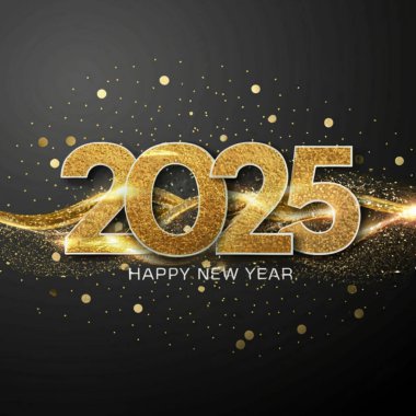 2025 yılının illüstrasyon tasarımı, altın renkli parti, te