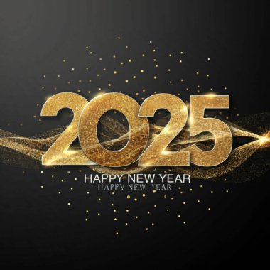 2025 yılının illüstrasyon tasarımı, altın renkli parti, te