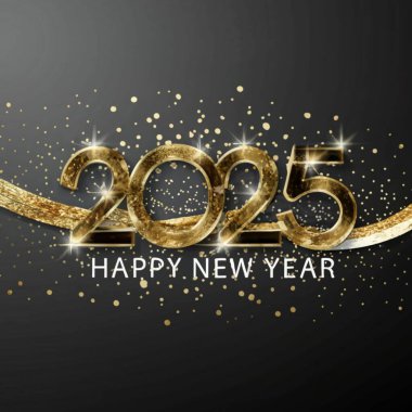 2025 yılının illüstrasyon tasarımı, altın renkli parti, te