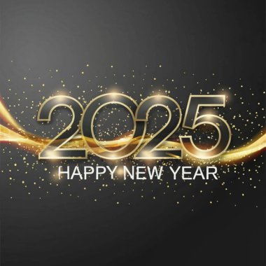 2025 yılının illüstrasyon tasarımı, altın renkli parti, te