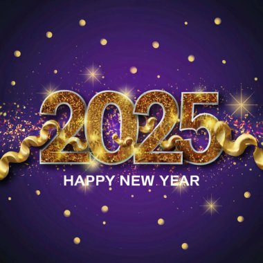 2025 yılının illüstrasyon tasarımı, altın renkli parti, te