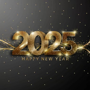 2025 yılının illüstrasyon tasarımı, altın renkli parti, te