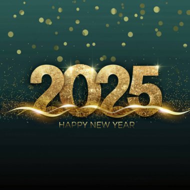 2025 yılının illüstrasyon tasarımı, altın renkli parti, te