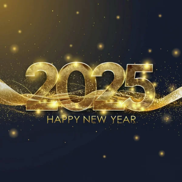 2025 yılının illüstrasyon tasarımı, altın renkli parti, te