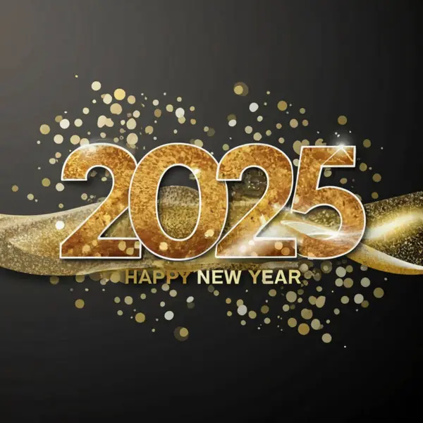 2025 yılının illüstrasyon tasarımı, altın renkli parti, te