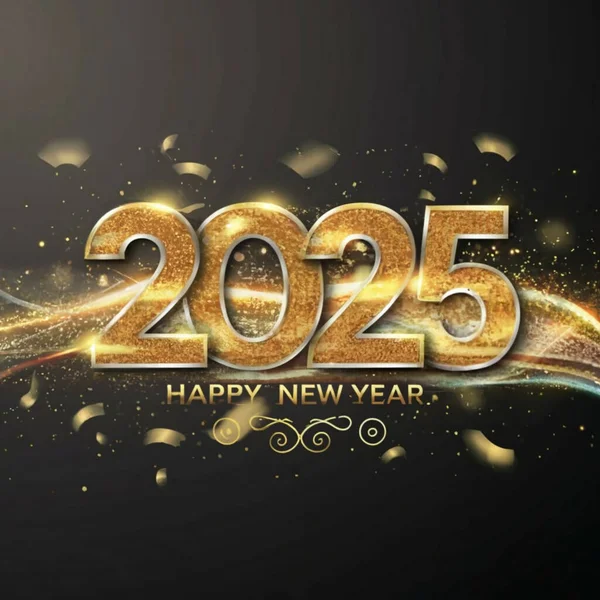 2025 yılının illüstrasyon tasarımı, altın renkli parti, te