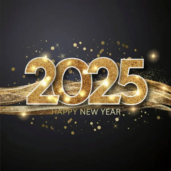 2025 yılının illüstrasyon tasarımı, altın renkli parti, te