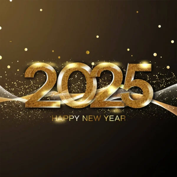 2025 yılının illüstrasyon tasarımı, altın renkli parti, te