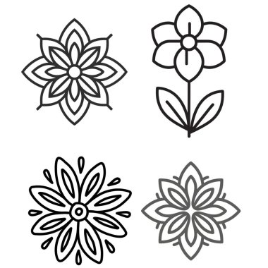 Beyaz arkaplanda çiçek simgesi ayarlandı