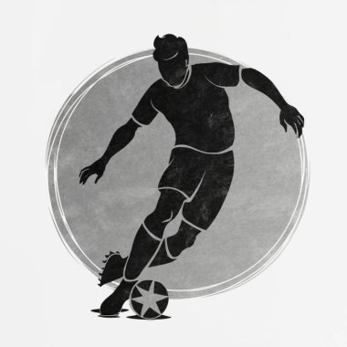 Futbolcu silueti ve vektör çizimi, farklı stil, 