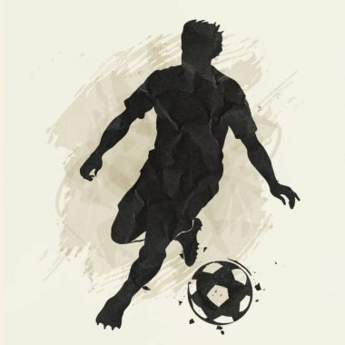 Futbolcu silueti ve vektör çizimi, farklı stil, 