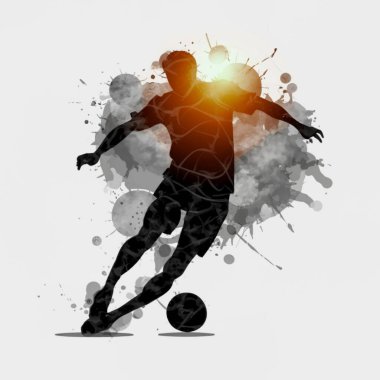 Futbolcu silueti ve vektör çizimi, farklı stil, 