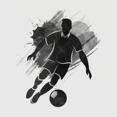 Futbolcu silueti ve vektör çizimi, farklı stil, 