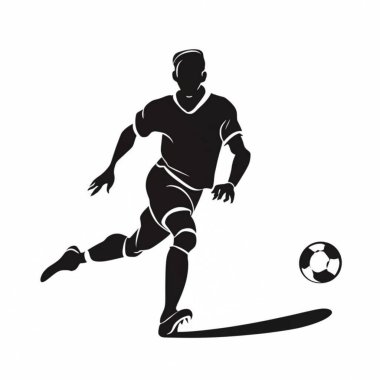 Futbolcu silueti ve vektör çizimi, farklı stil, 