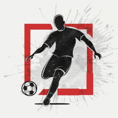 Futbolcu silueti ve vektör çizimi, farklı stil, 