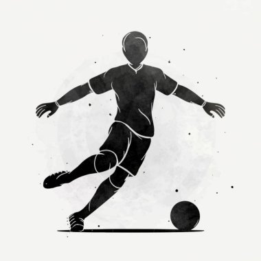 Futbolcu silueti ve vektör çizimi, farklı stil, 