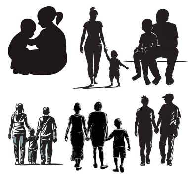 Aile silueti siyah vektör çizimi