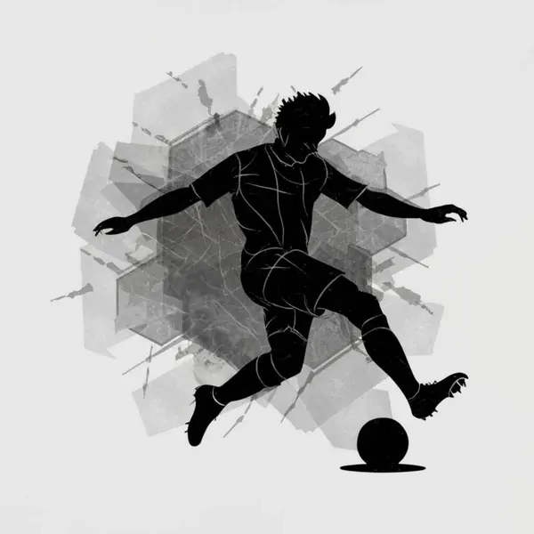 Futbolcu silueti ve vektör çizimi, farklı stil, 