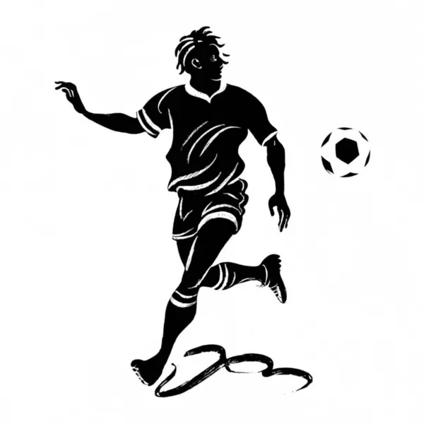 Futbolcu silueti ve vektör çizimi, farklı stil, 