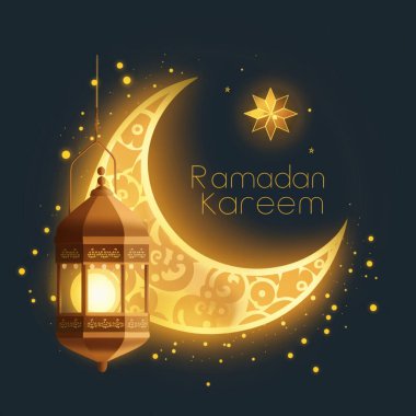 Ramazan Kareem, Ramzan Mübarek parlak illüstrasyon, vektör tasarımı
