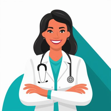 Gülümseyen kadın doktor kadın doktor vektör tasarımı çizimi