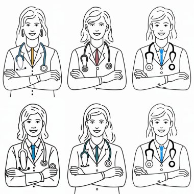 Kadın doktor doktor vektör tasarımı çizimi