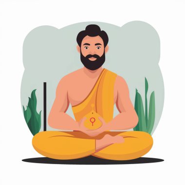Ayurveda Yoga, meditasyon vektörü clipart tasarımı 
