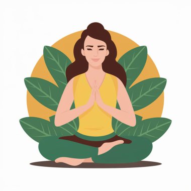 Ayurveda Yoga, meditasyon vektörü clipart tasarımı 