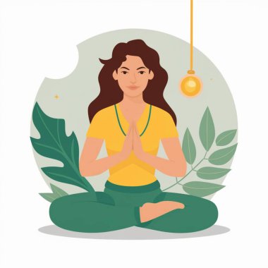 Ayurveda Yoga, meditasyon vektörü clipart tasarımı 
