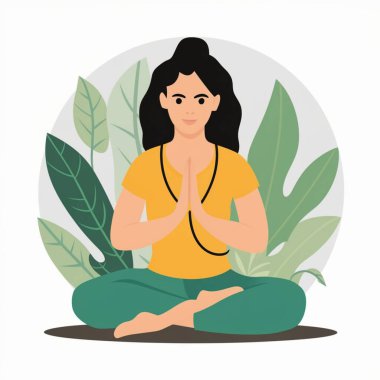 Ayurveda Yoga, meditasyon vektörü clipart tasarımı 