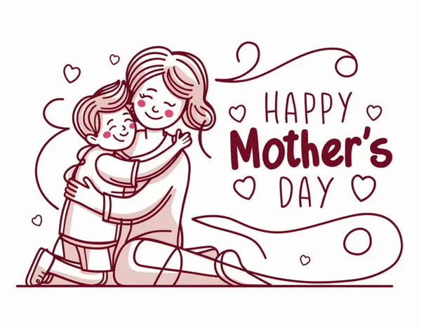 Открытка День Матери Милая Мама Любит Своего Ребенка Стоковый вектор
