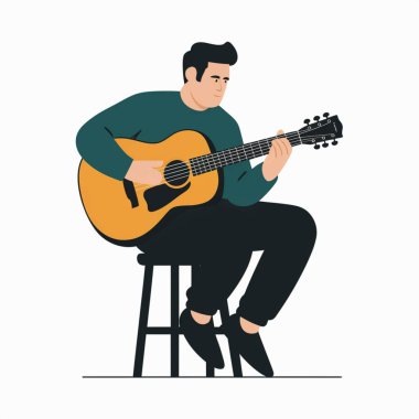 Gitarlı müzisyen, vektör illüstrasyon tasarımı