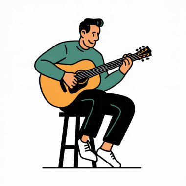 Gitarlı müzisyen, vektör illüstrasyon tasarımı