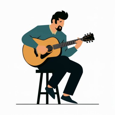 Gitarlı müzisyen, vektör illüstrasyon tasarımı