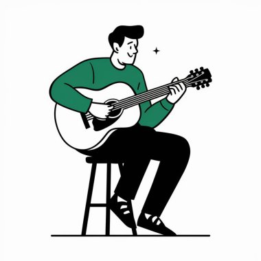 Gitarlı müzisyen, vektör illüstrasyon tasarımı