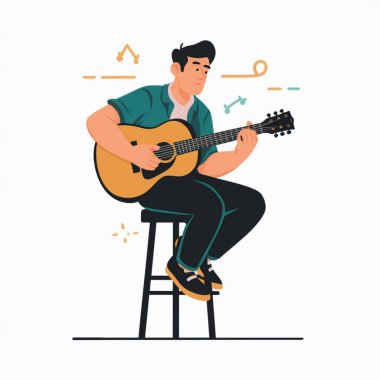Gitarlı müzisyen, vektör illüstrasyon tasarımı