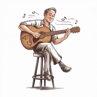 Gitarlı müzisyen, vektör illüstrasyon tasarımı