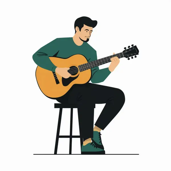 Gitarlı müzisyen, vektör illüstrasyon tasarımı