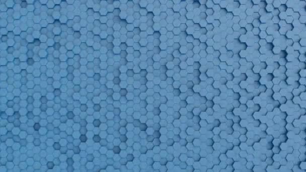 Animated Background Hexagons Large Number Hexagons Moving Chaotically Surface Rendering — Stock Video