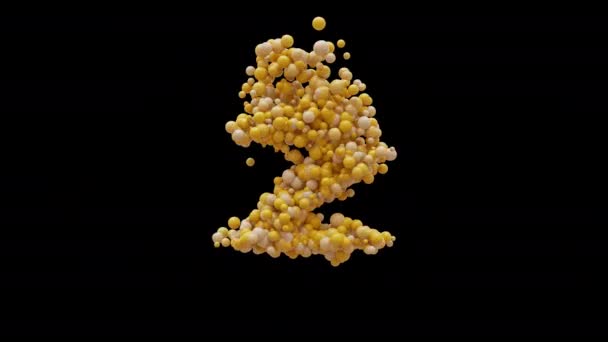 Animacja Kulki Kreskówki Numer Izolowane Piękne Śmieszne Żółte Balony Projekt — Wideo stockowe