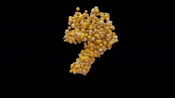 Animatie Cartoon Ballen Nummer Geïsoleerde Mooie Grappige Gele Ballonnen Motion — Stockvideo