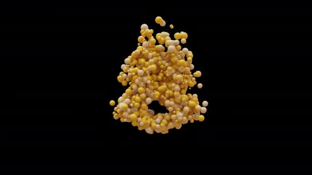 Animatie Cartoon Ballen Nummer Geïsoleerde Mooie Grappige Gele Ballonnen Motion — Stockvideo