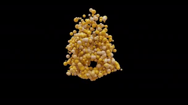 Анімація Мультфільм Кульки Літера Ізольовані Красиві Смішні Жовті Кулі Дизайн — стокове відео