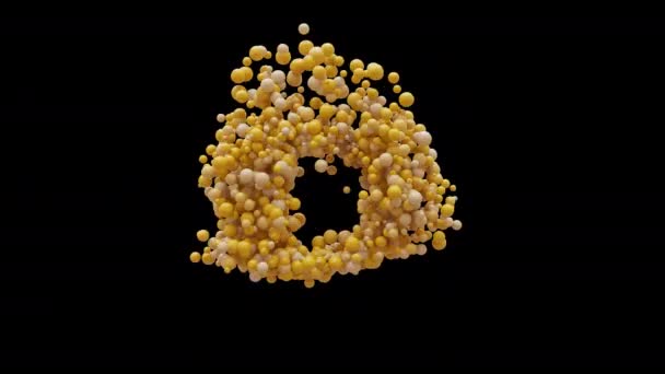 Boyutlu Animasyon Topları Harfi Izole Edilmiş Güzel Sarı Balonlar Hareket — Stok video