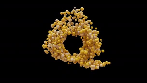 Boyutlu Animasyon Topları Harfi Izole Edilmiş Güzel Sarı Balonlar Hareket — Stok video